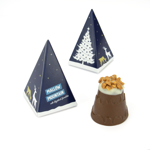 Winter Collection – Eco Pyramid Box – Mallow Mountains – with Hazelnut Sprinkles
